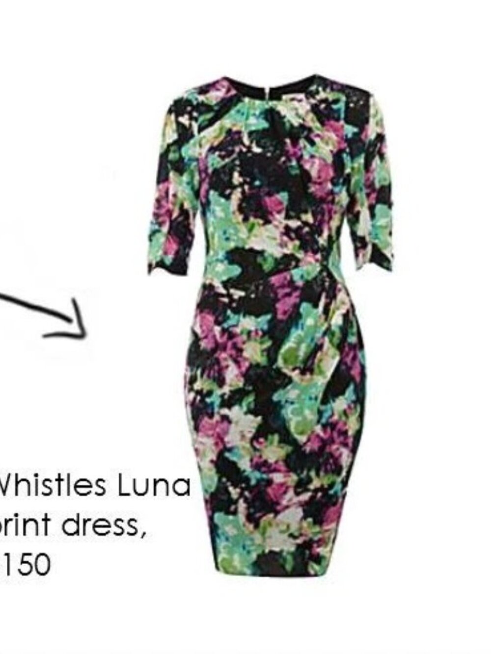 Whistles Bella Jocelyn Multicolor Floral Twist Detail Dress - Pink, Green, Black